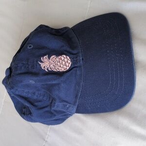 TORI RICHARD Navy Blue & Pink Embroidered Pinapple  Hat-NWOT